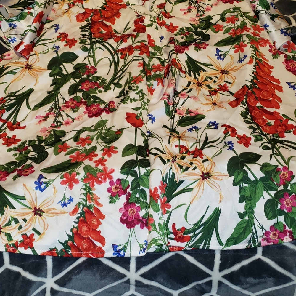 Floral Satin Shirt NWOT